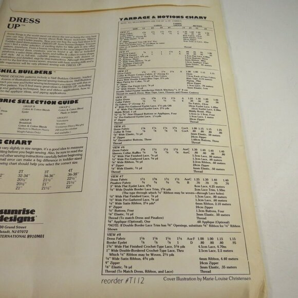 Sunrise Designs Clothing Patterns Toddler size 1-3 Dresses (complete) - Picture 5 of 8